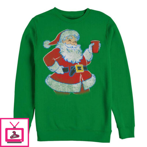 Mens Lost Gods Ugly Christmas Santa Claus Party Time Sweatshirt 1