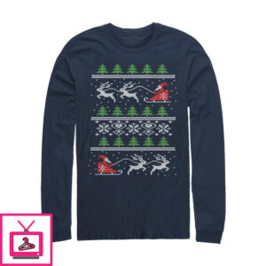 Men’s Lost Gods Ugly Christmas Santa’s Sled Long Sleeve T-Shirt