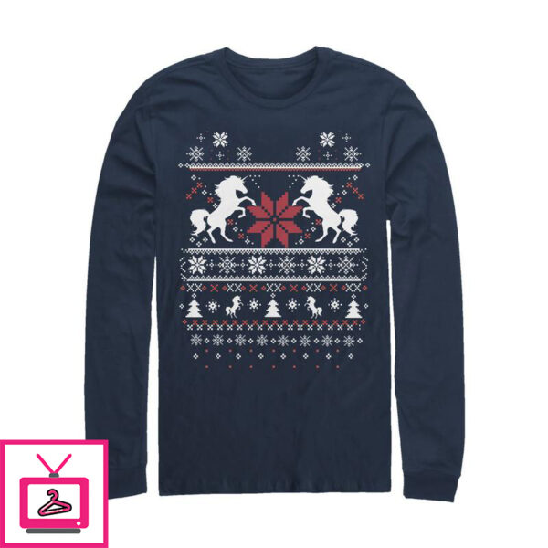 Men’s Lost Gods Ugly Christmas Unicorn Long Sleeve T-Shirt