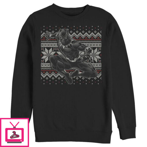 Mens Marvel Black Panther Knit Pattern Print Sweatshirt 1