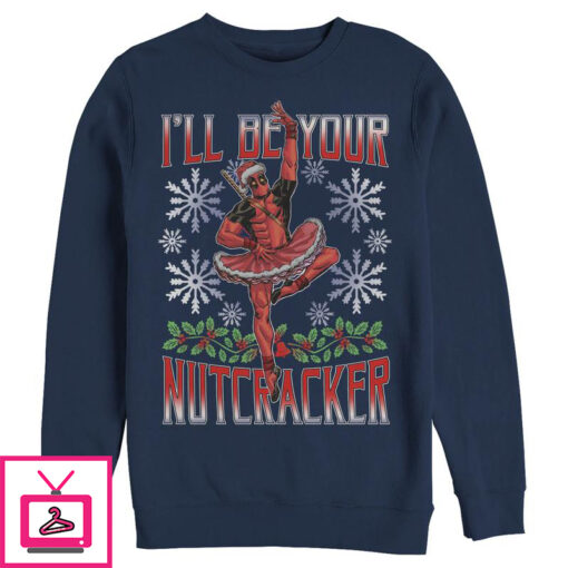 Mens Marvel Christmas Deadpool Nutcracker Sweatshirt 1