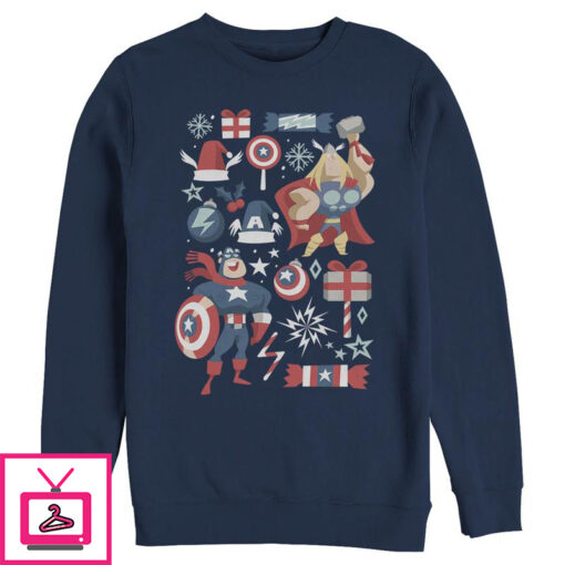 Mens Marvel Christmas Festive Hero Icons Sweatshirt 1