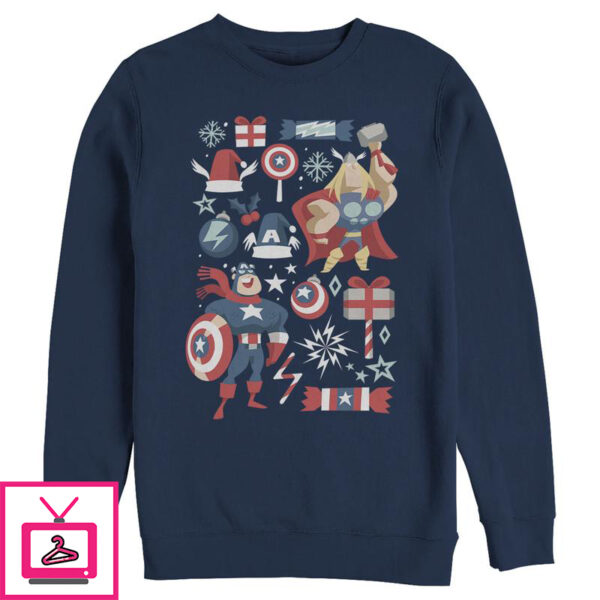 Men’s Marvel Christmas Festive Hero Icons Sweatshirt