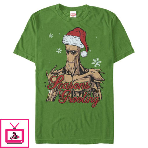 Mens Marvel Christmas Guardians of the Galaxy Groot Seasons T Shirt 1