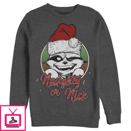 Mens Marvel Christmas Guardians of the Galaxy Naughty Rocket Sweatshirt 1