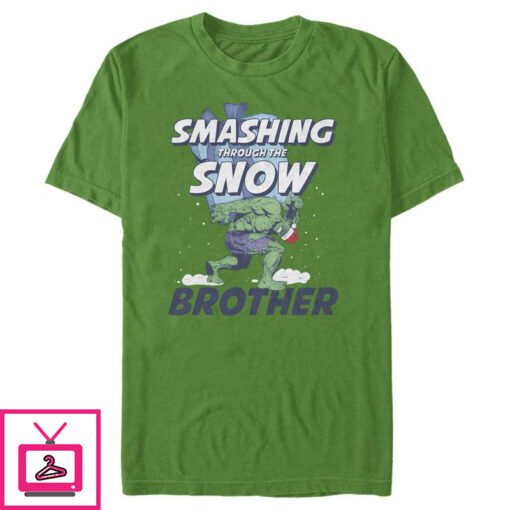 Mens Marvel Christmas Hulk Brother Snow T Shirt 1