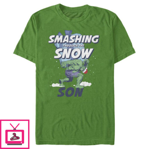 Mens Marvel Christmas Hulk Son Snow T Shirt 1