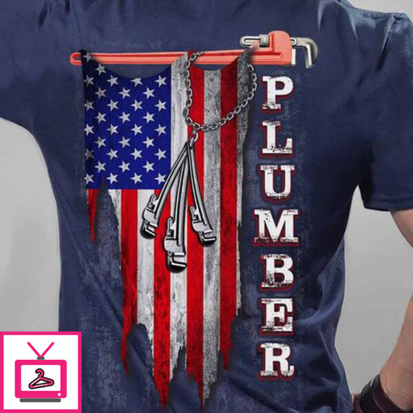 Plumber T-Shirt, Plumber America, American Flag