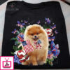 Pomeranian dog and America flag – America independence day