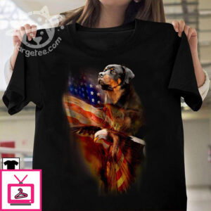 Rottweiler dog and eagle the symbol of America – America flag