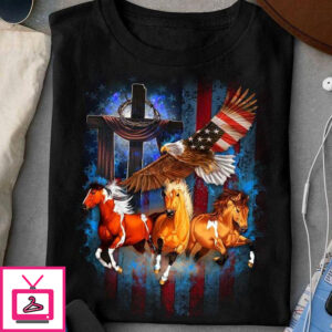 Running horse, god’s cross – Eagle the symbol of America, independence day