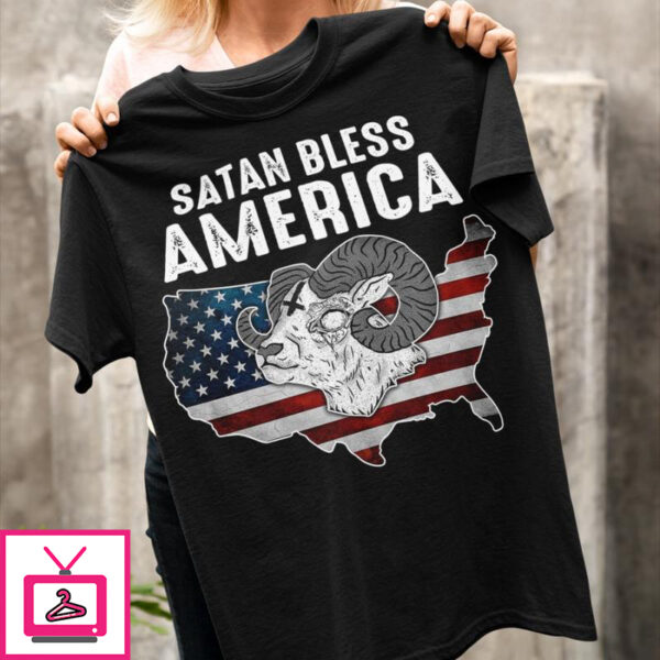 Satan bless America – Goat satan, America flag