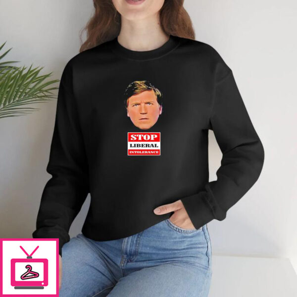 Trump Supporter Wearing Tucker Carlson Stop Liberal Intolerance T-Shirt