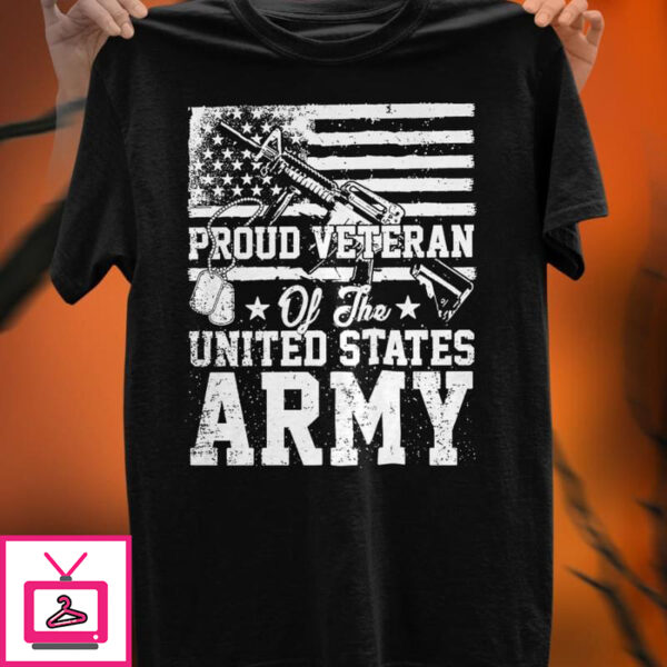 proud veteran of the United States army gun American flag