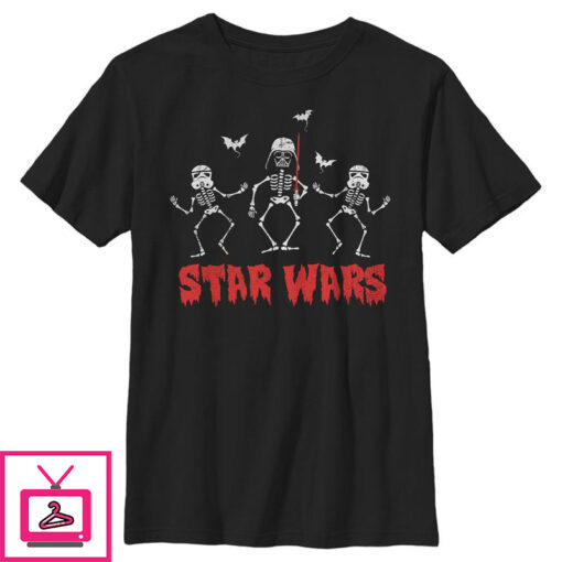 Boys Star Wars Halloween Vader Skeletons T Shirt 1