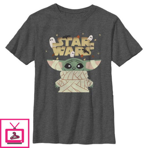 Boys Star Wars The Mandalorian Halloween Grogu Mummy T Shirt 1