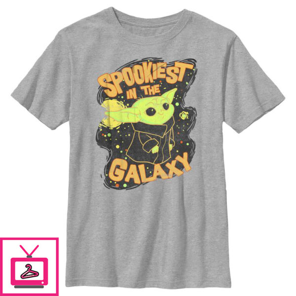 Boy’s Star Wars The Mandalorian Halloween Grogu Spookiest in Galaxy T-Shirt