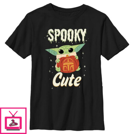 Boys Star Wars The Mandalorian Halloween Grogu Spooky Cute Pumpkin T Shirt 1