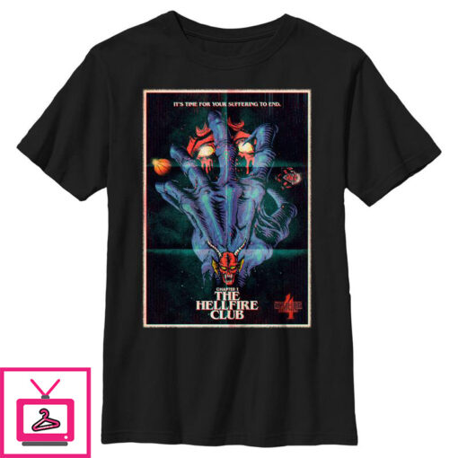 Boys Stranger Things Retro Hellfire Club Poster T Shirt 1