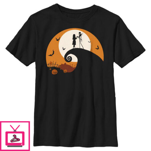 Boys The Nightmare Before Christmas Jack and Sally on Spiral Hill T Shirt 1