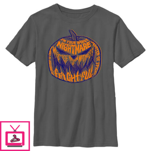 Boys The Nightmare Before Christmas Pumpkin King Script T Shirt 1