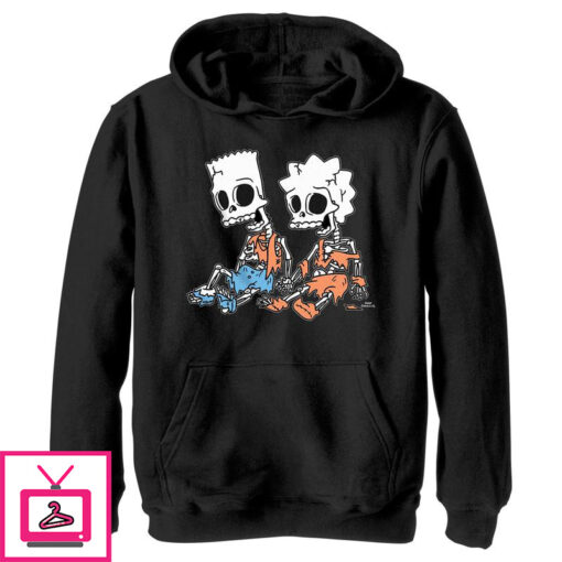 Boys The Simpsons Skeleton Bart and Lisa Pull Over Hoodie 1