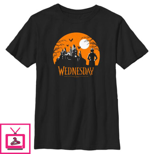 Boys Wednesday Halloween Haunted House T Shirt 1