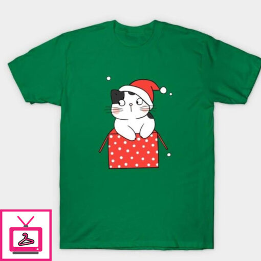 Cat Christmas box T Shirt 1 1