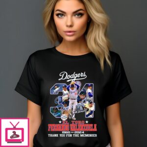 El Toro Fernando Valenzuela 34 Los Angeles Dodgers Pitch Thank You For The Memories 2024 T-Shirt