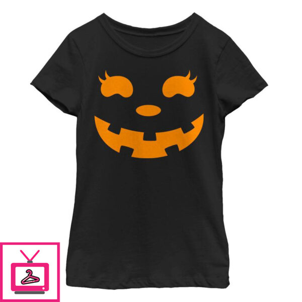 Girl’s CHIN UP Halloween Jack o’ Lantern Face T-Shirt