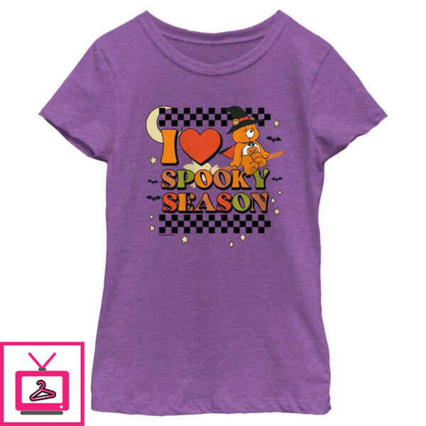 Girl’s Care Bears Halloween Trick-Or-Sweet Bear I Heart Spooky Season T-Shirt