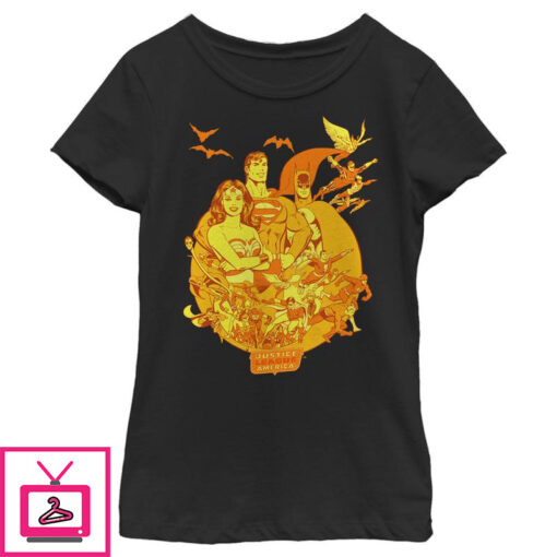 Girls Justice League Pumpkin League T Shirt 1