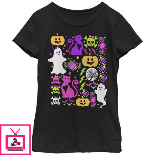 Girls Lost Gods Halloween Ghostly Bows T Shirt 1