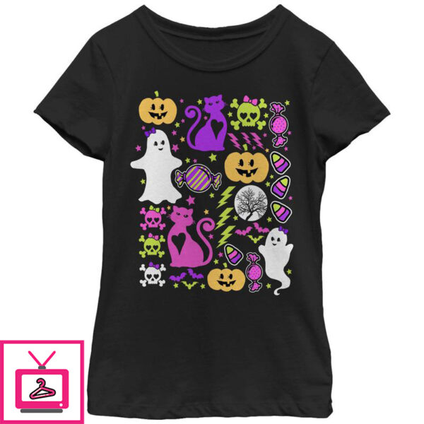 Girl’s Lost Gods Halloween Ghostly Bows T-Shirt