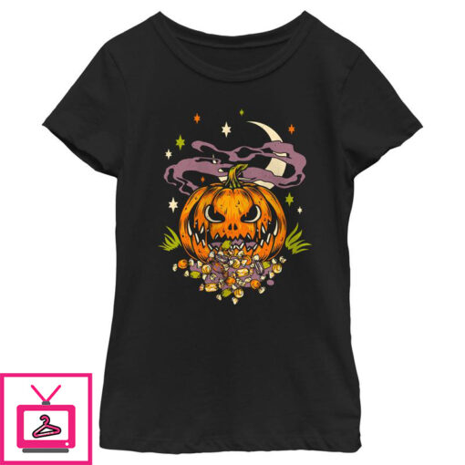 Girls Lost Gods Halloween Jack O Lantern Candy T Shirt 1