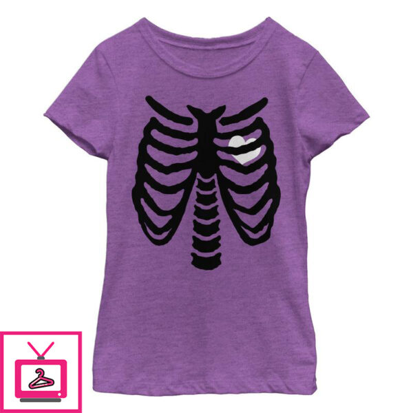 Girls Lost Gods Halloween Skeleton Rib Cage Love T Shirt 1