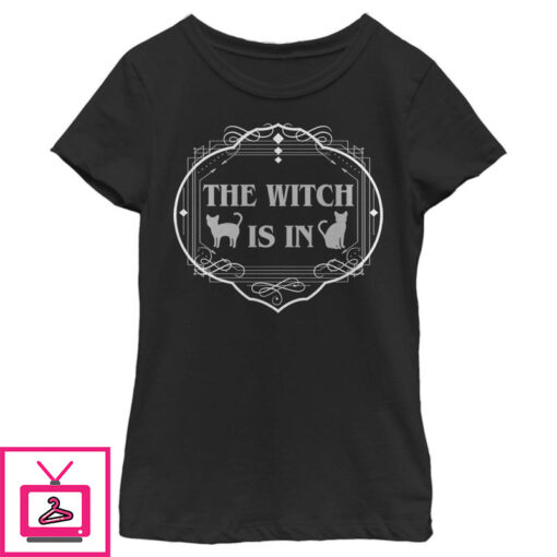 Girls Lost Gods Halloween The Witch Is In Cats T Shirt 1