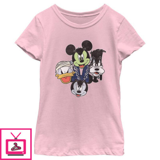 Girls Mickey Friends Halloween Group Faces T Shirt 1 1