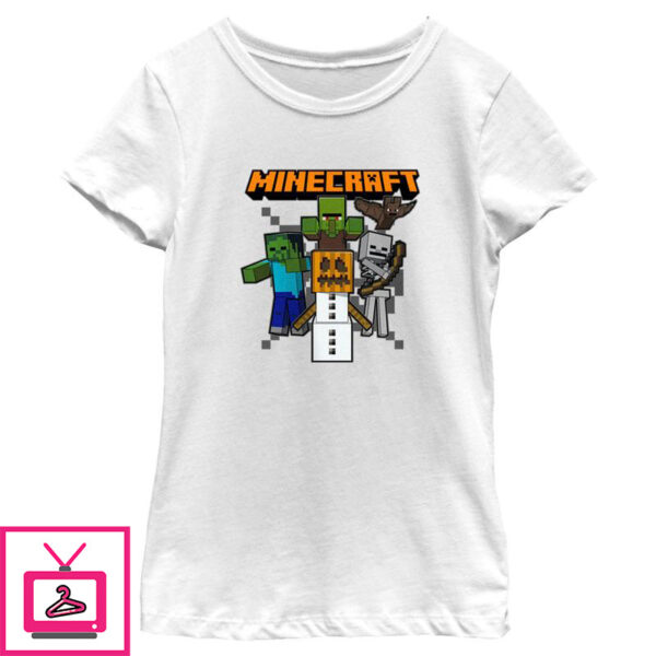 Girls Minecraft Halloween Creeper and Mobs T Shirt 1