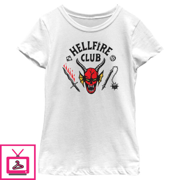 Girls Stranger Things Welcome to the Hellfire Club T Shirt 1