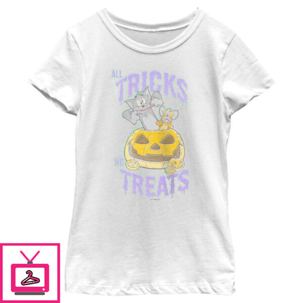 Girl’s Tom and Jerry All Tricks No Treats T-Shirt