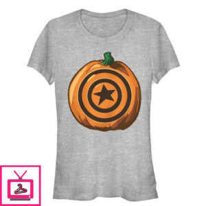 Junior’s Marvel Halloween Captain America Shield Pumpkin T-Shirt