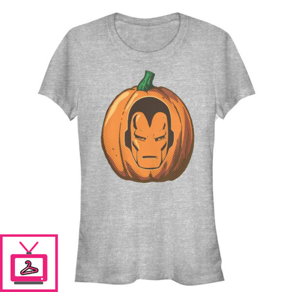 Junior’s Marvel Halloween Iron Man Pumpkin T-Shirt