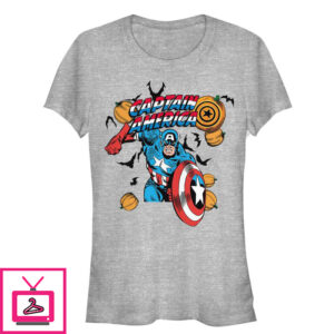 Junior’s Marvel Halloween Pumpkins Captain America T-Shirt