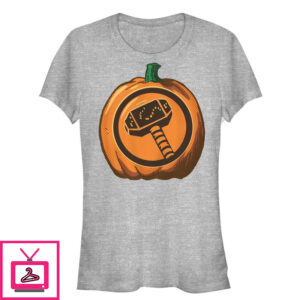 Junior’s Marvel Halloween Thor Hammer Pumpkin T-Shirt