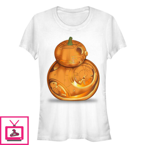 Juniors Star Wars The Force Awakens Halloween BB 8 Pumpkin T Shirt 1