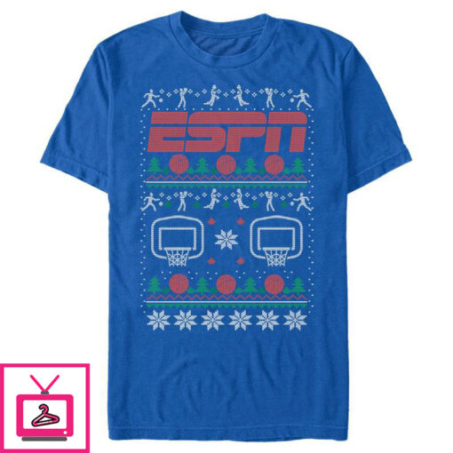 Mens ESPN Basketball Christmas Sweater T Shirt 1