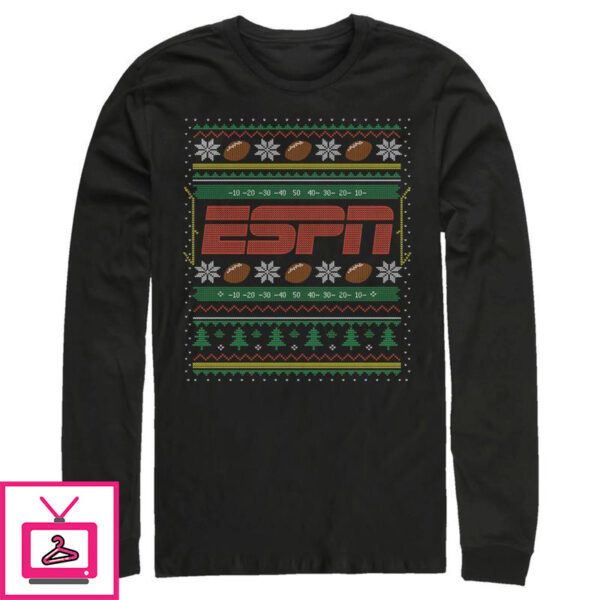 Men’s ESPN Football Christmas Sweater Long Sleeve T-Shirt