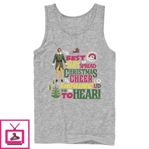 Mens Elf Christmas Cheer Loud Singing Tank Top 1