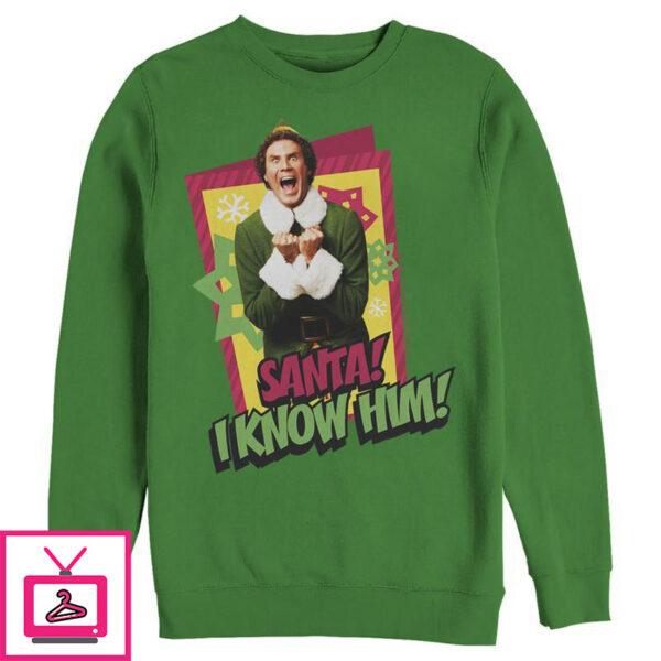 Men’s Elf Santa I Know Him Quote Sweatshirt